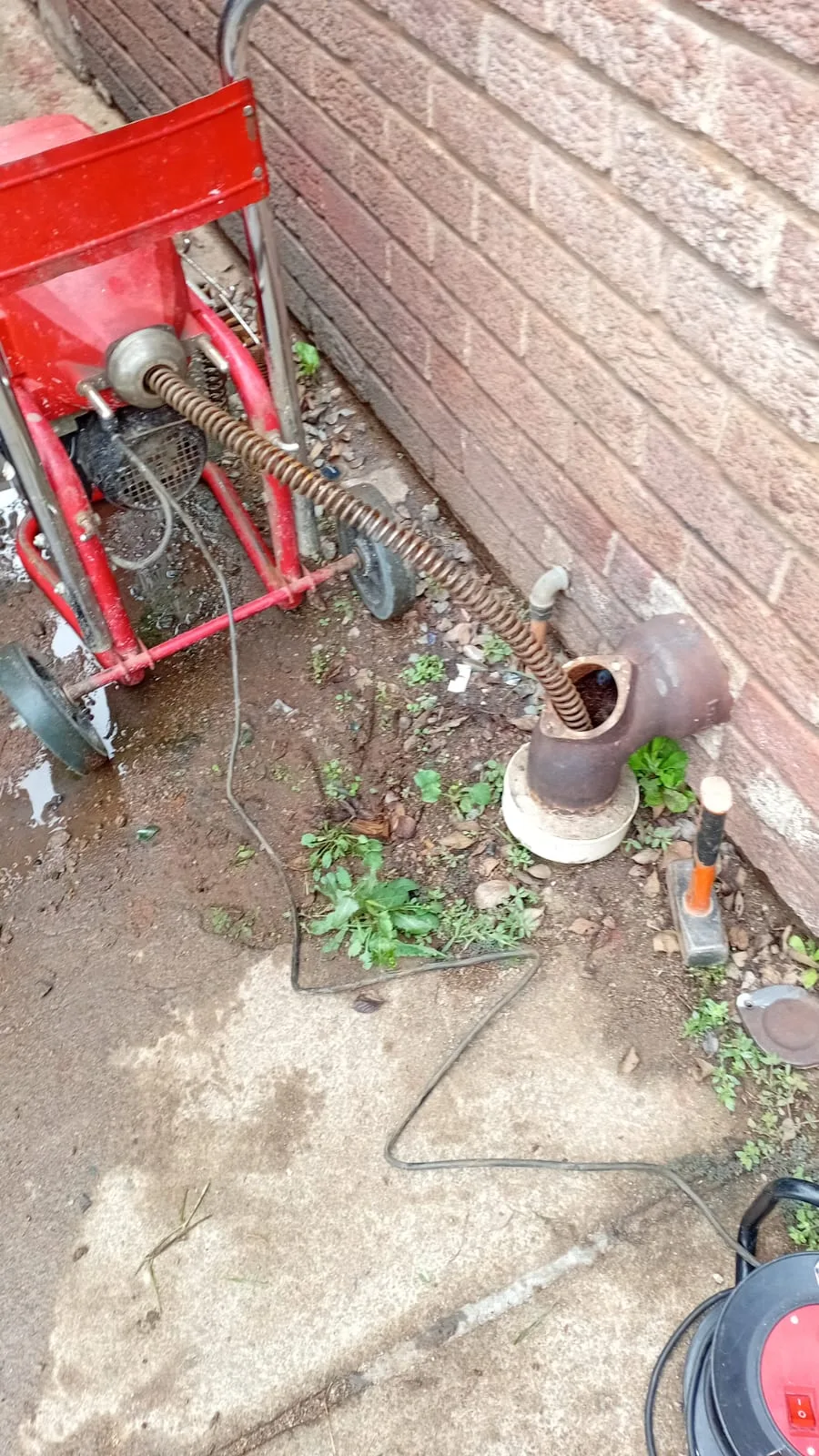 Blocked drain during professional repair work
