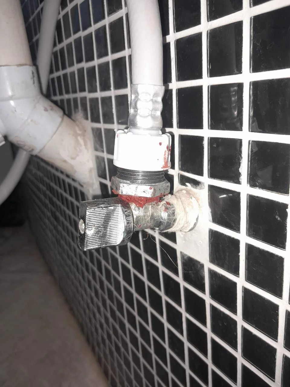 Close-up of completed plumbing repair work