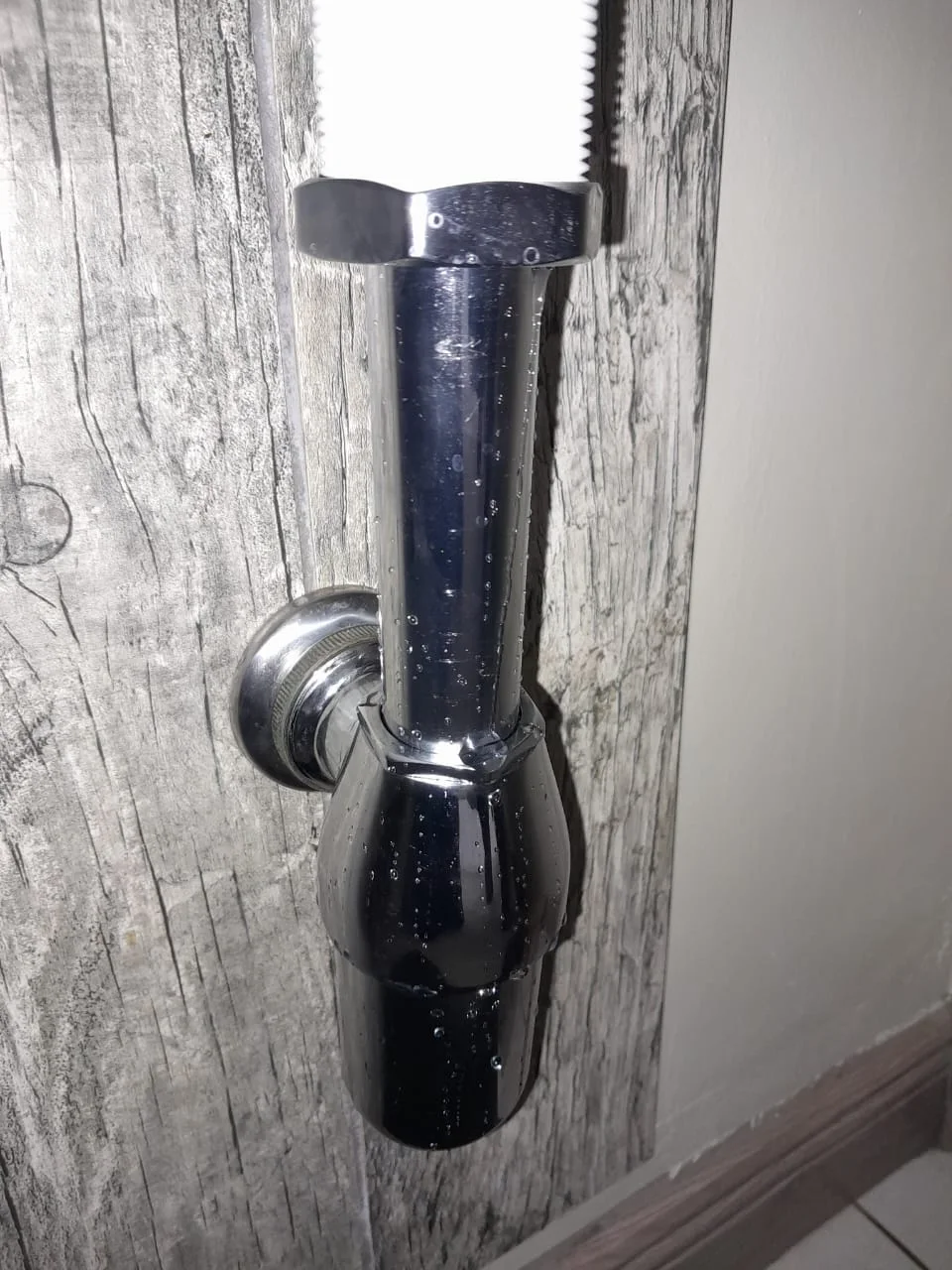 Close-up of completed plumbing repair work