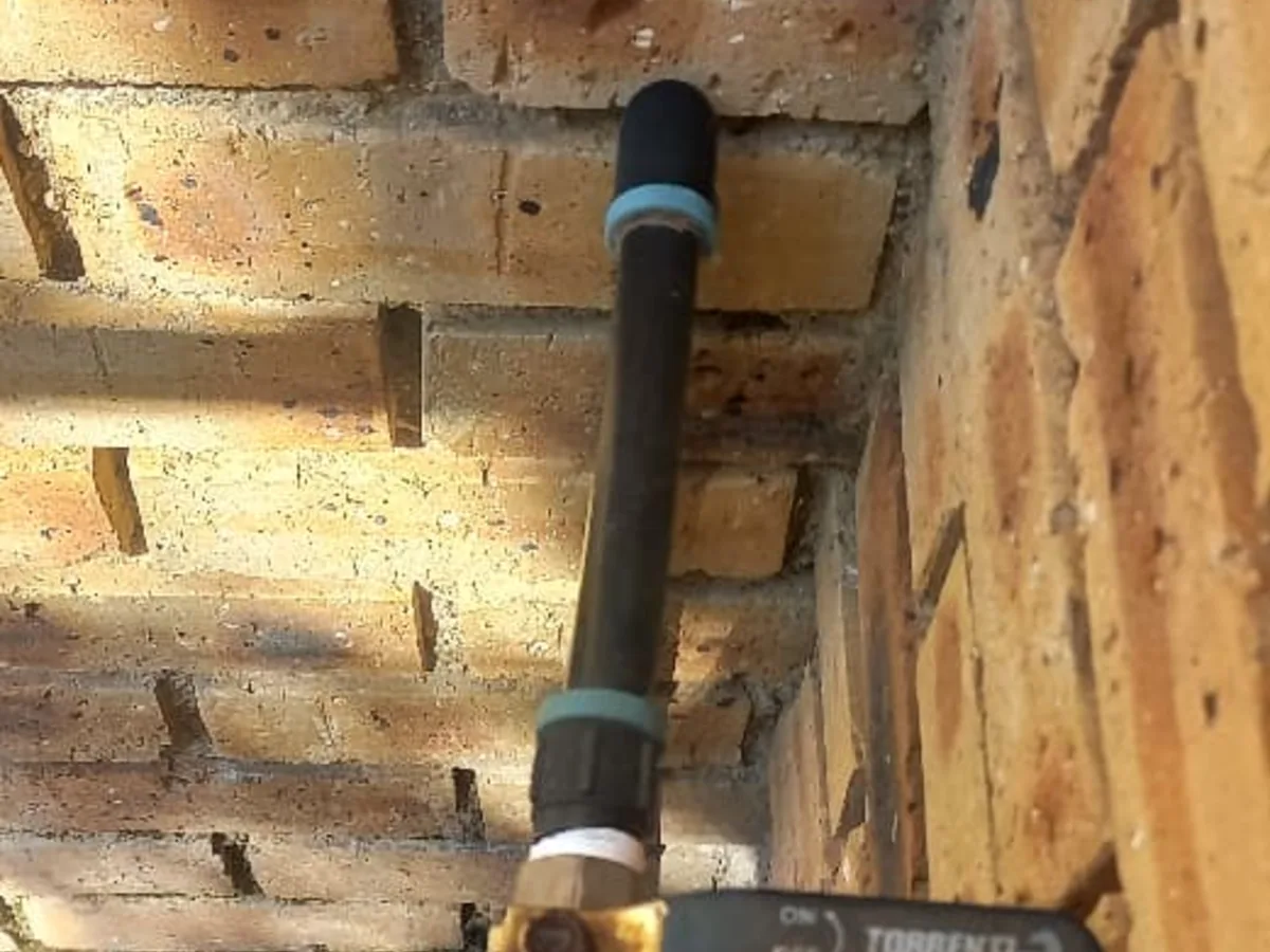 Close-up of completed plumbing repair work