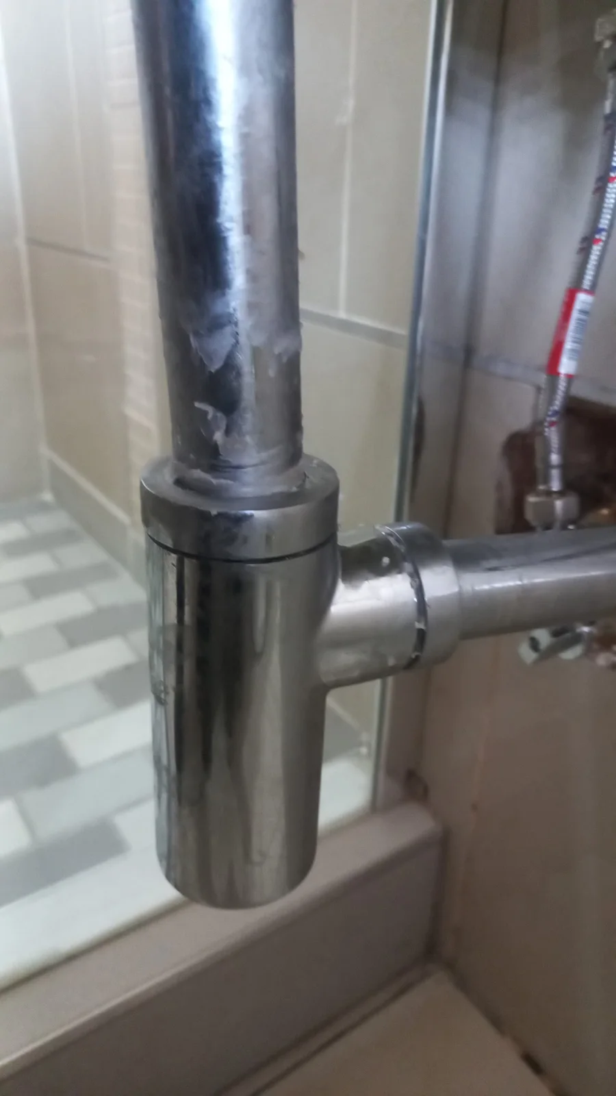 Close-up of completed plumbing repair work