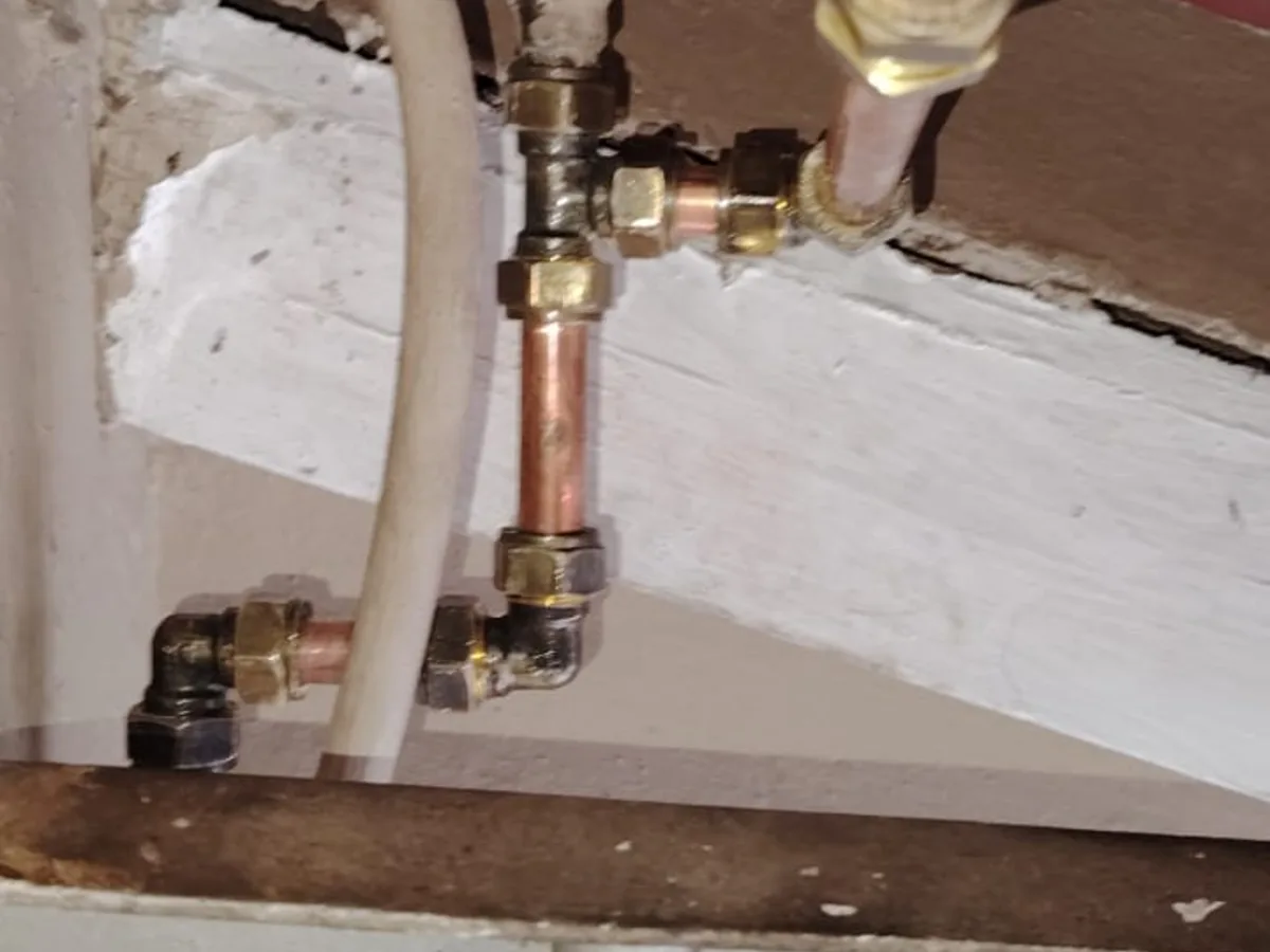 Close-up of completed plumbing repair work