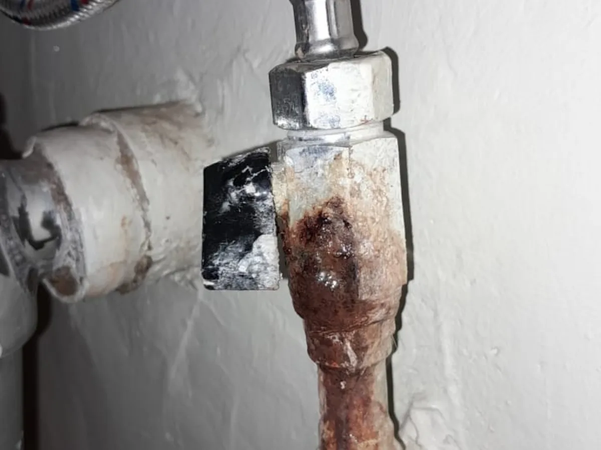 Close-up of completed plumbing repair work