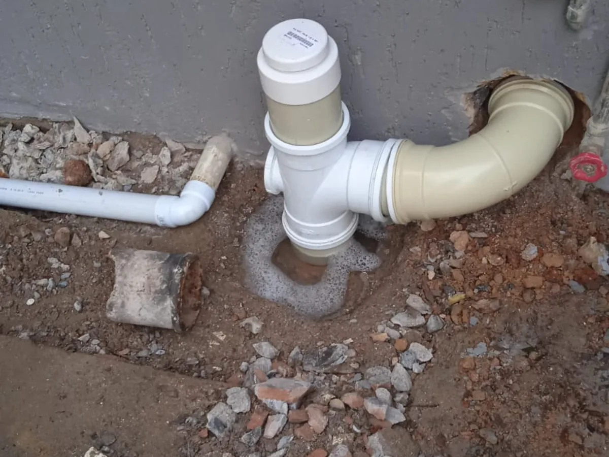 Close-up of completed plumbing repair work