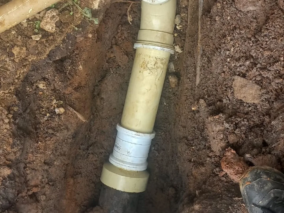 Close-up of completed plumbing repair work