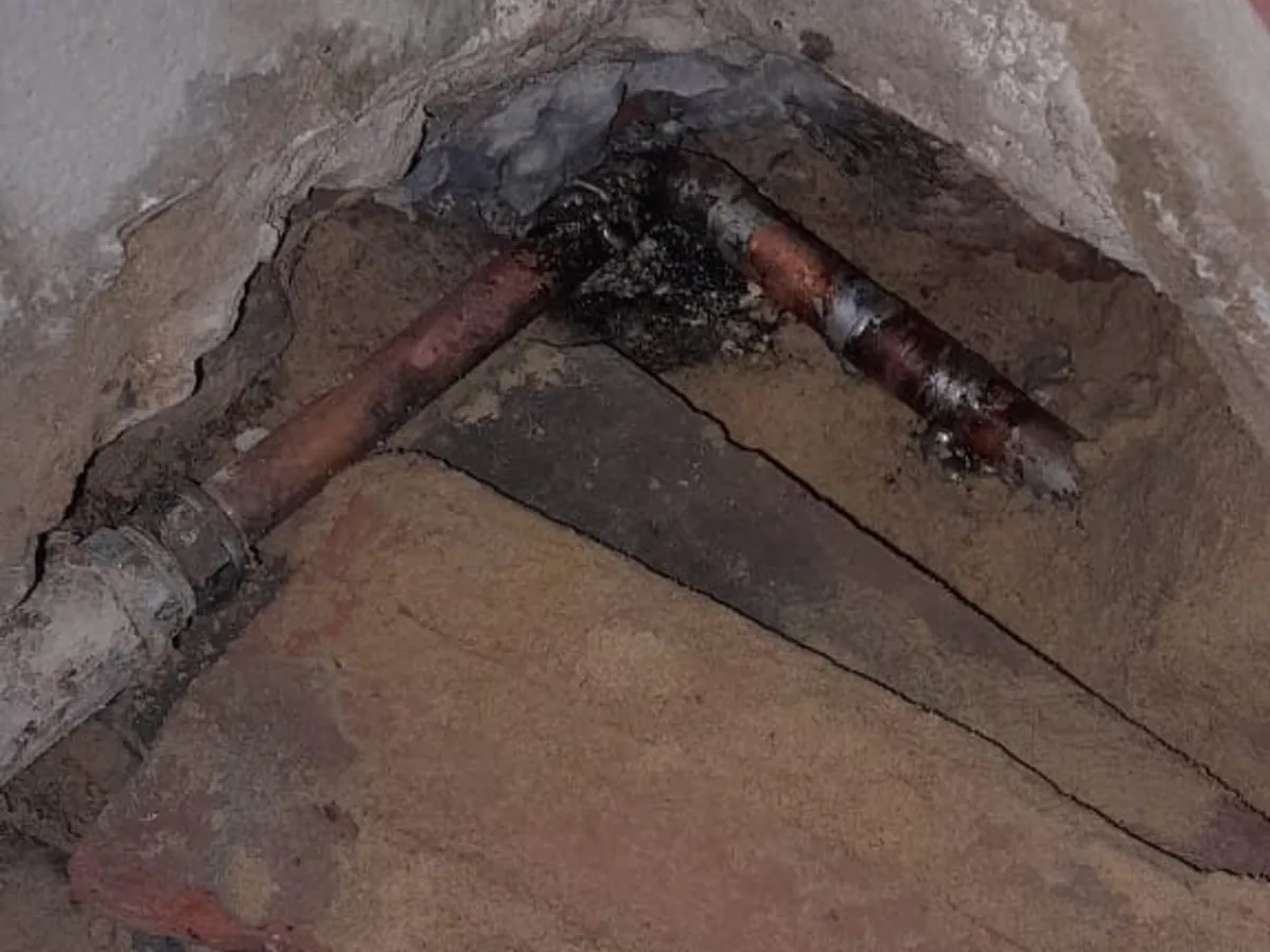 Close-up of completed plumbing repair work