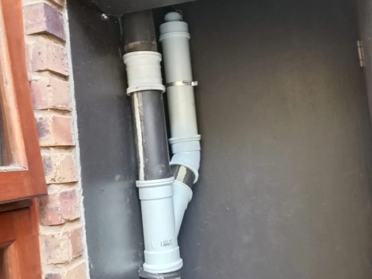 Close-up of completed plumbing repair work