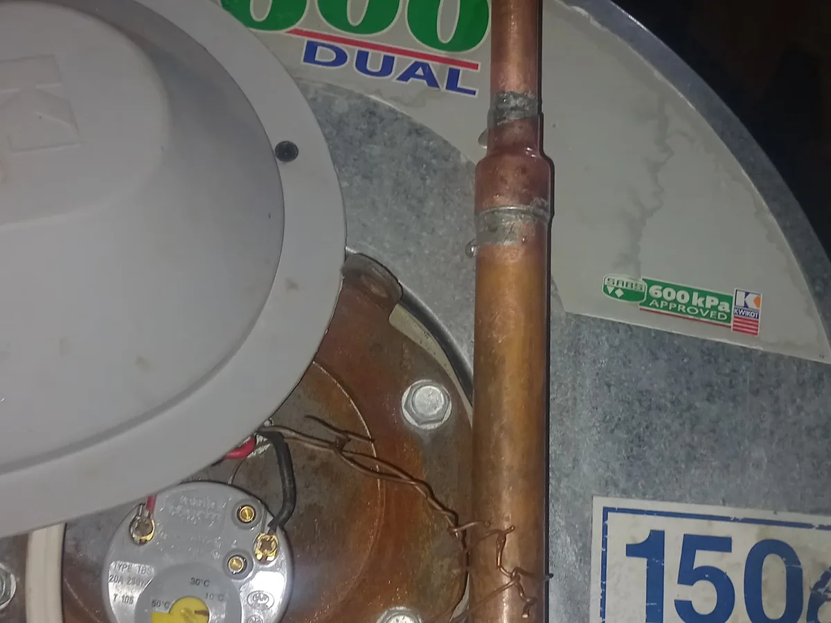 Close-up of completed plumbing repair work