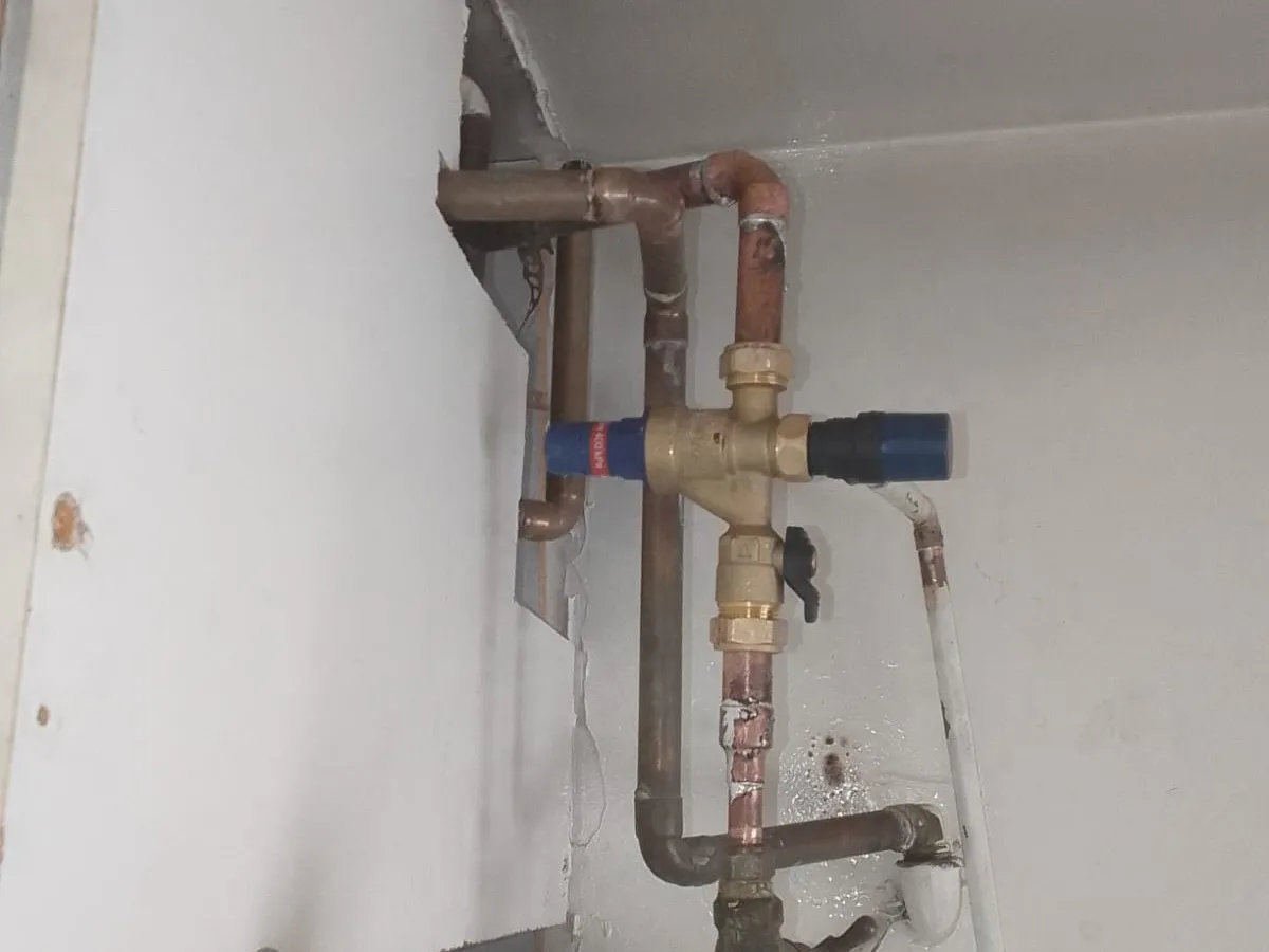 Close-up of completed plumbing repair work
