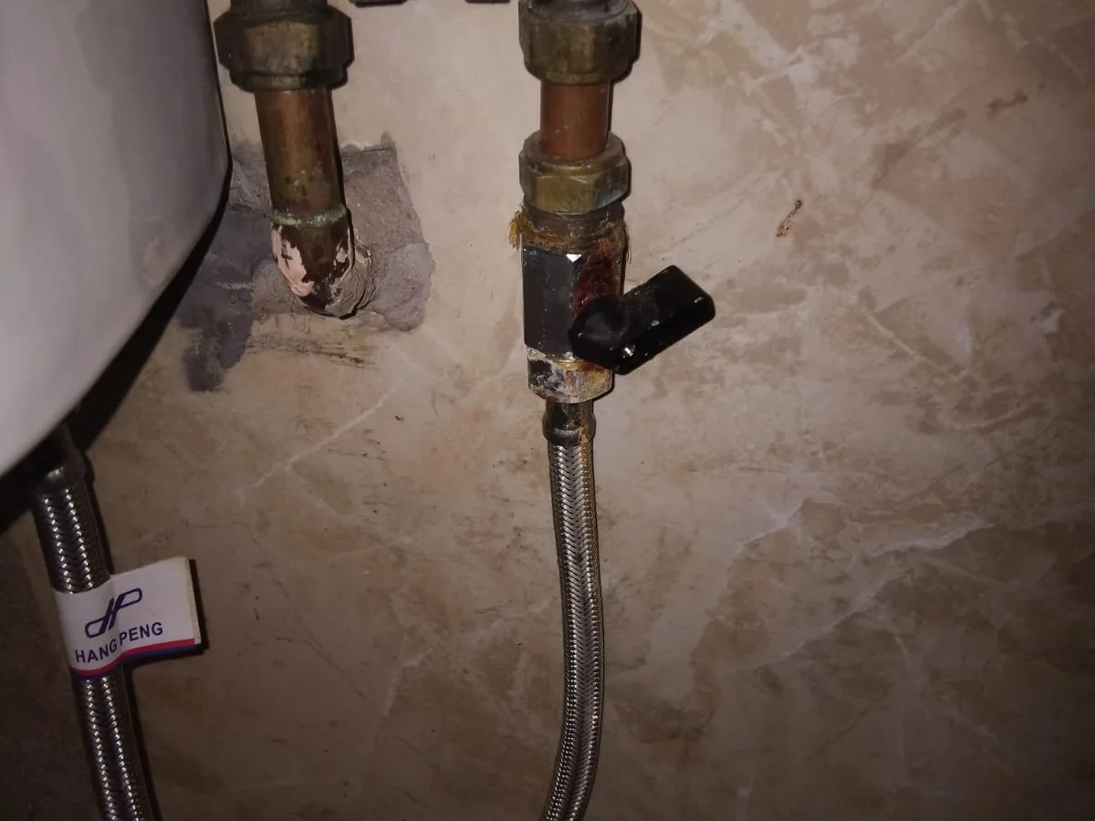 Close-up of completed plumbing repair work