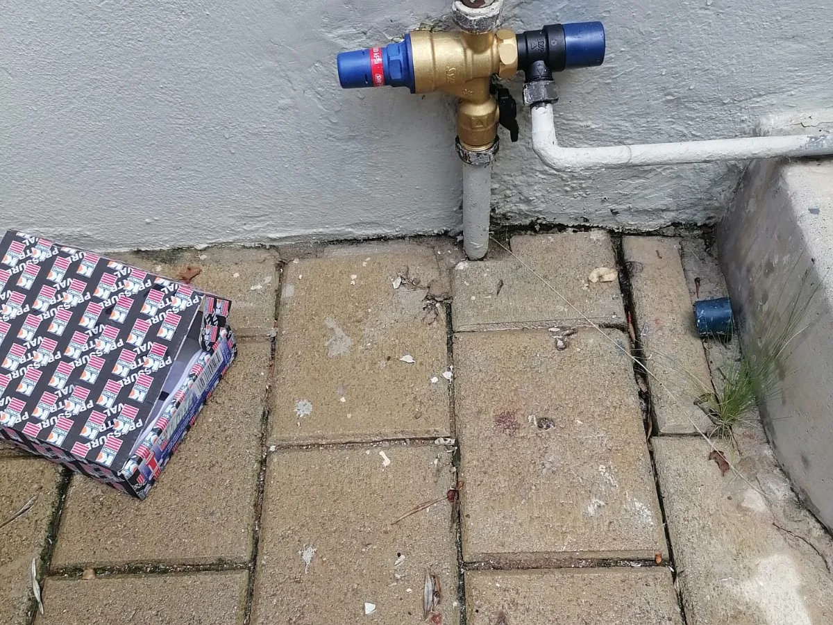 Close-up of completed plumbing repair work
