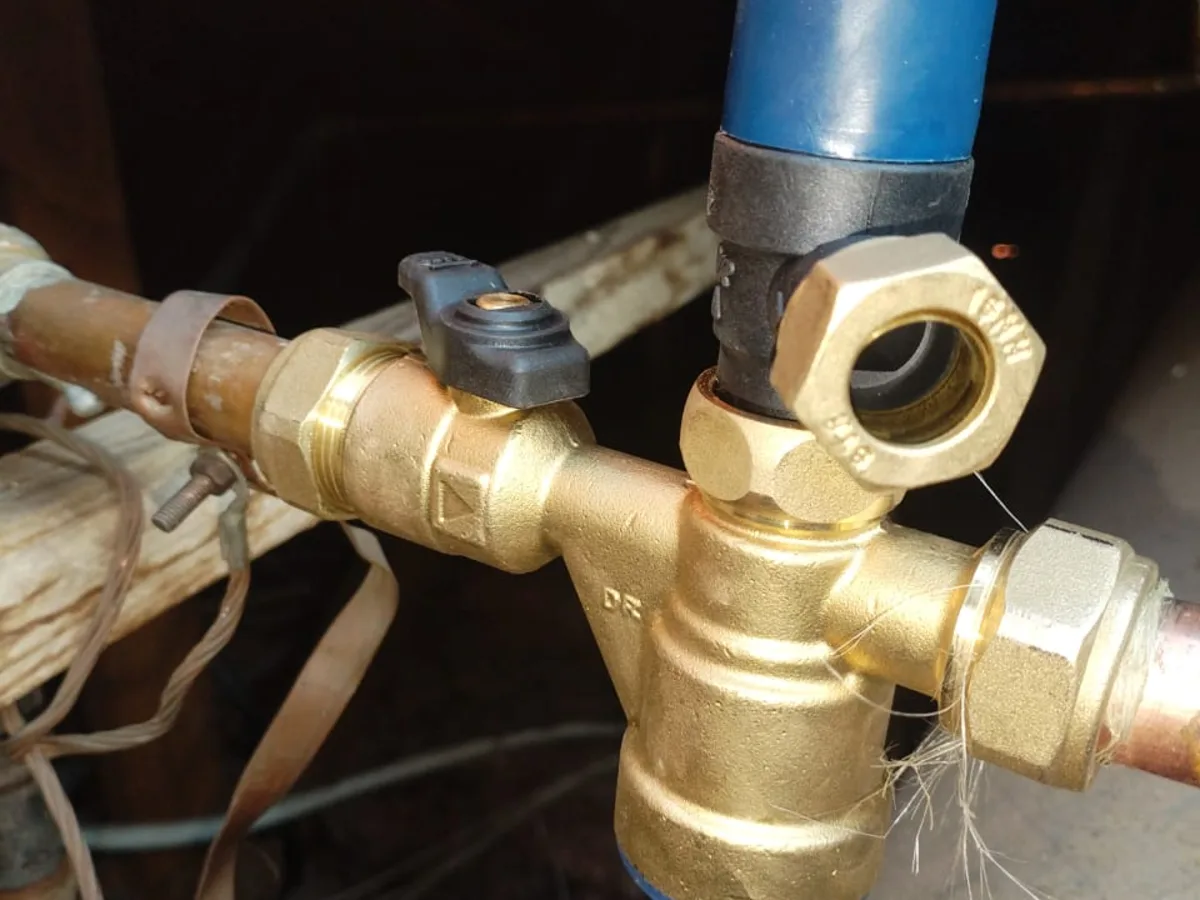 Close-up of completed plumbing repair work
