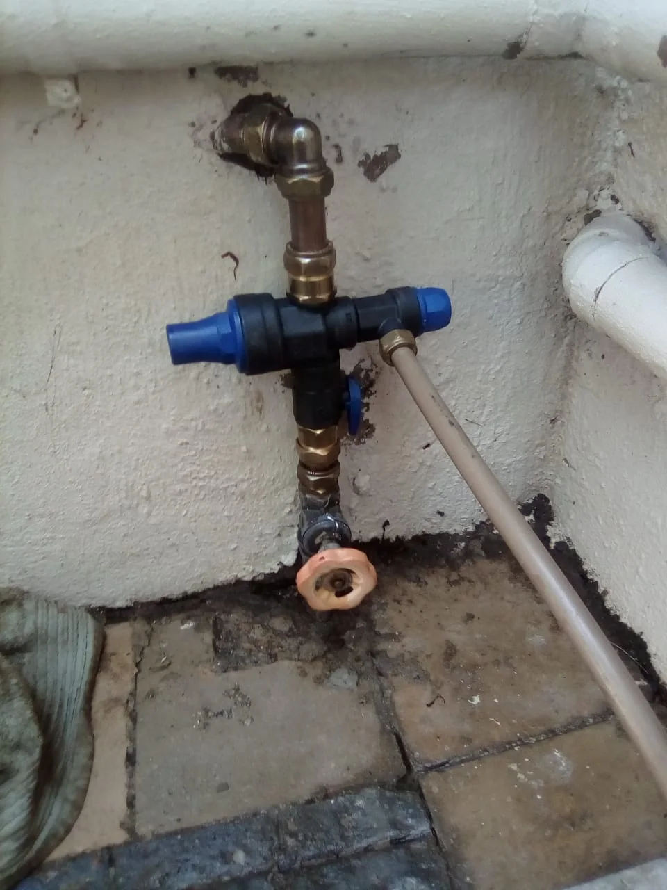 Close-up of completed plumbing repair work