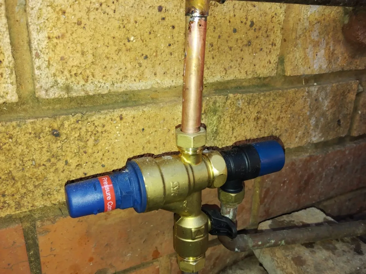 Close-up of completed plumbing repair work