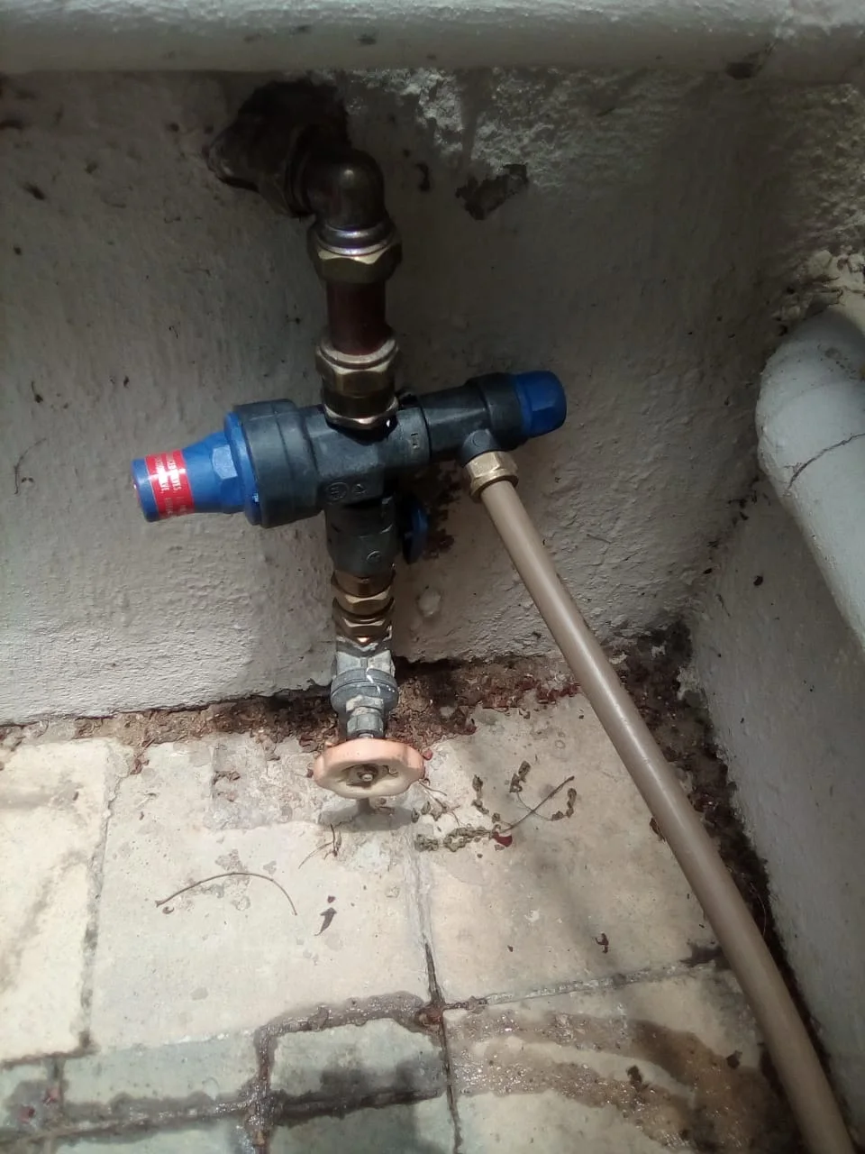Close-up of completed plumbing repair work
