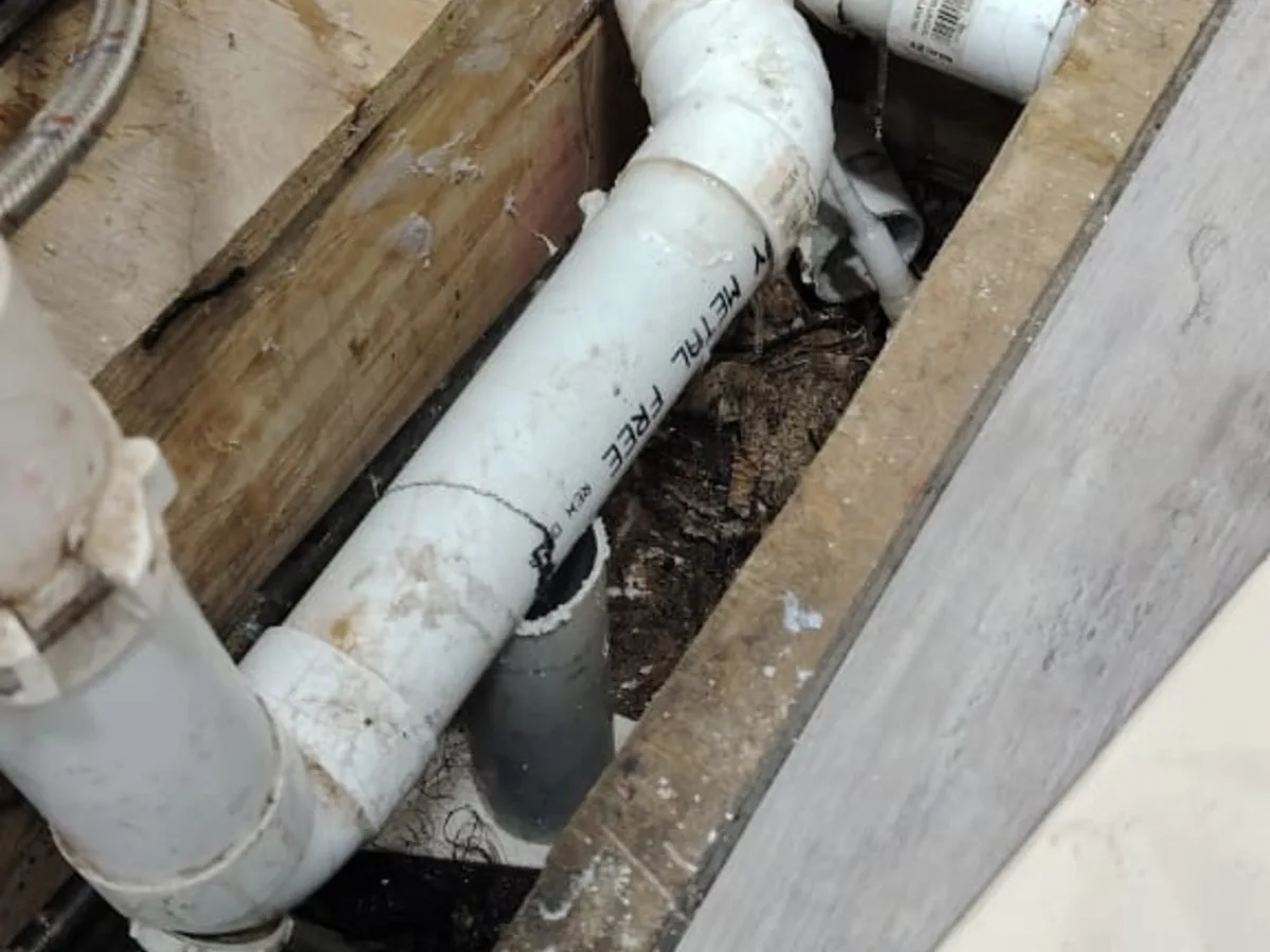 Close-up of completed plumbing repair work