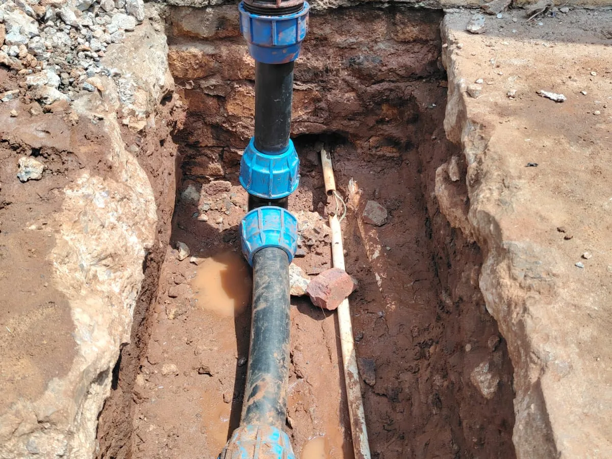 Close-up of completed plumbing repair work