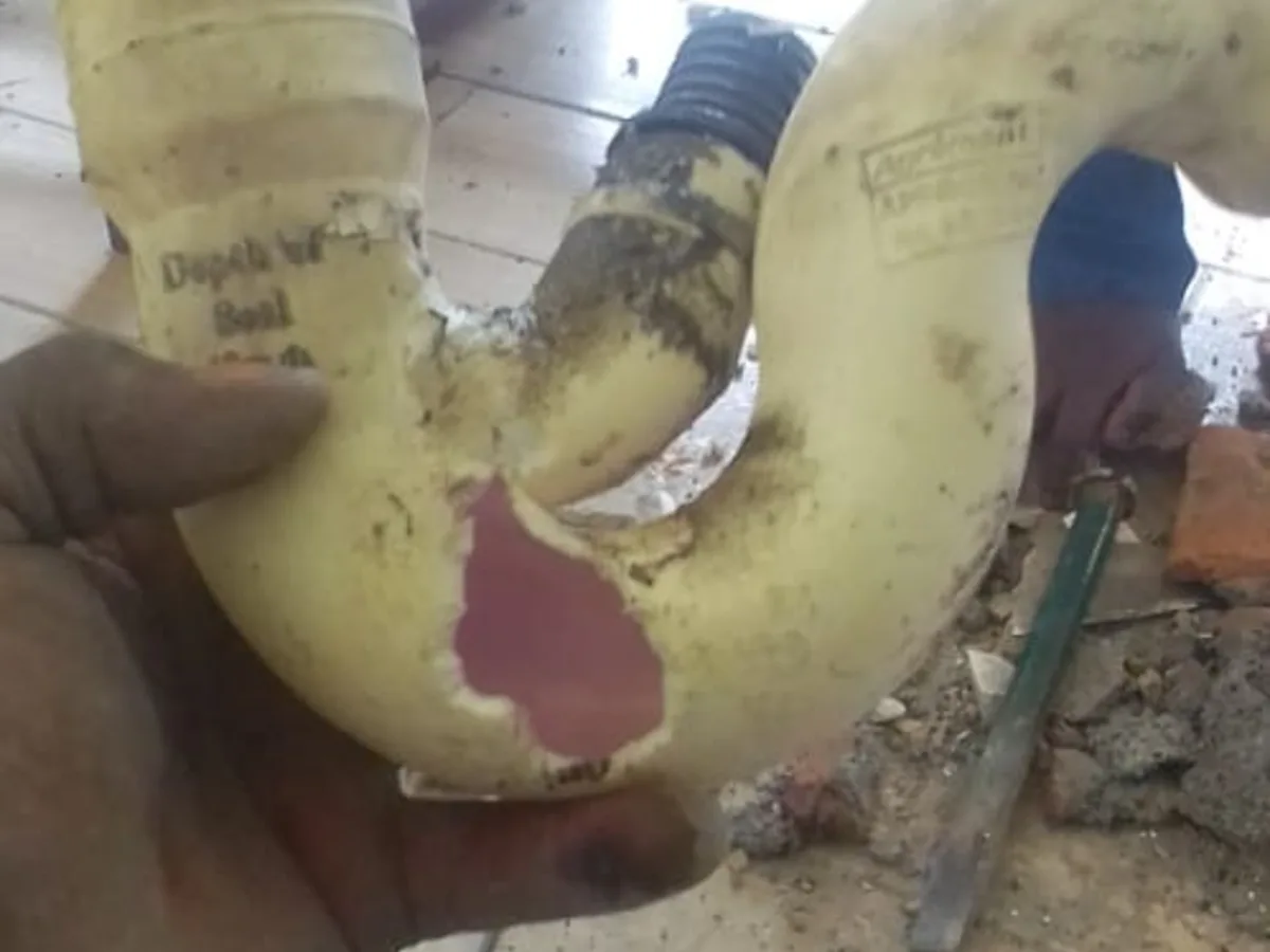 Close-up of completed plumbing repair work