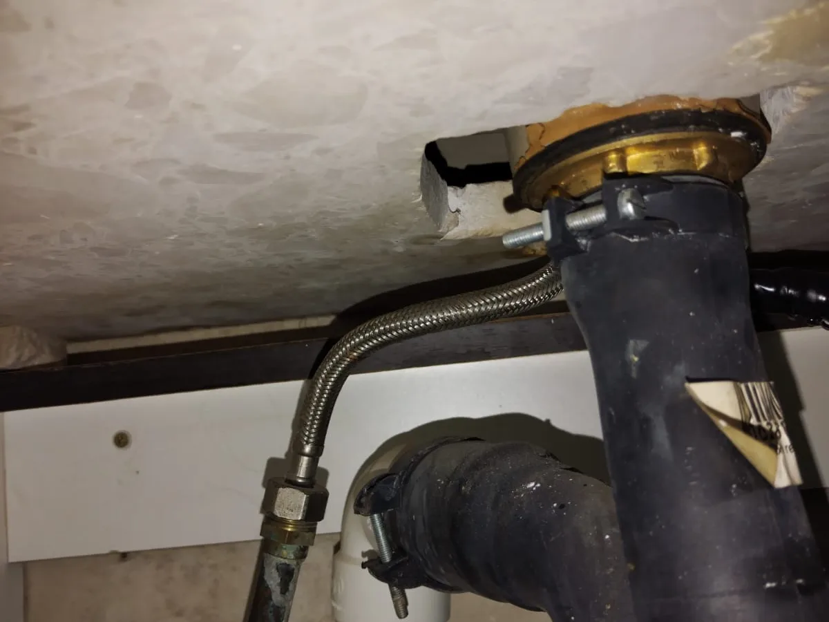 Close-up of completed plumbing repair work