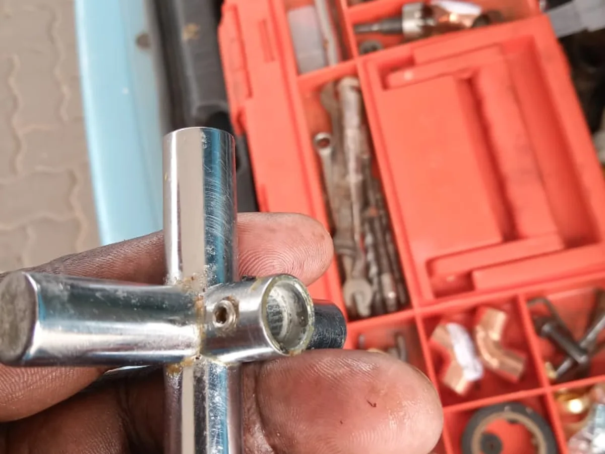 Close-up of completed plumbing repair work