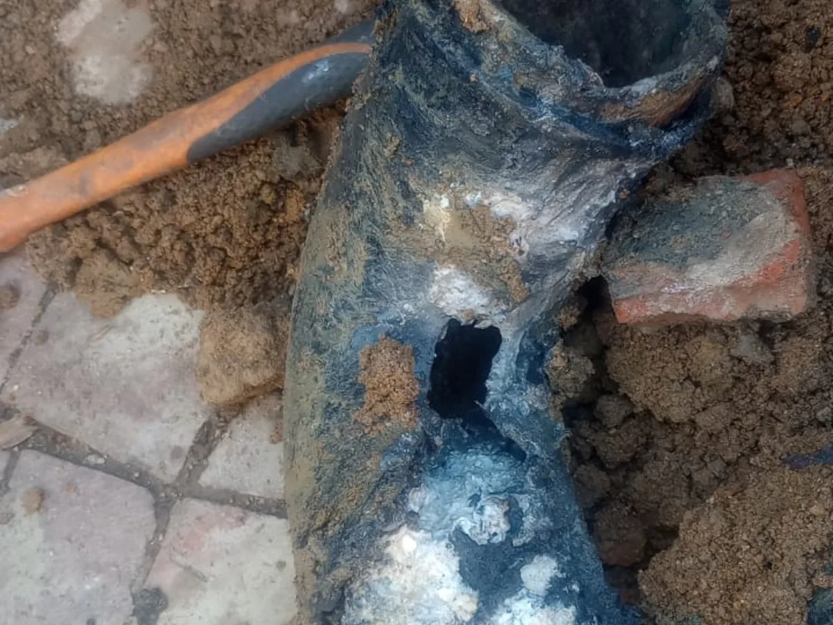 Close-up of completed plumbing repair work