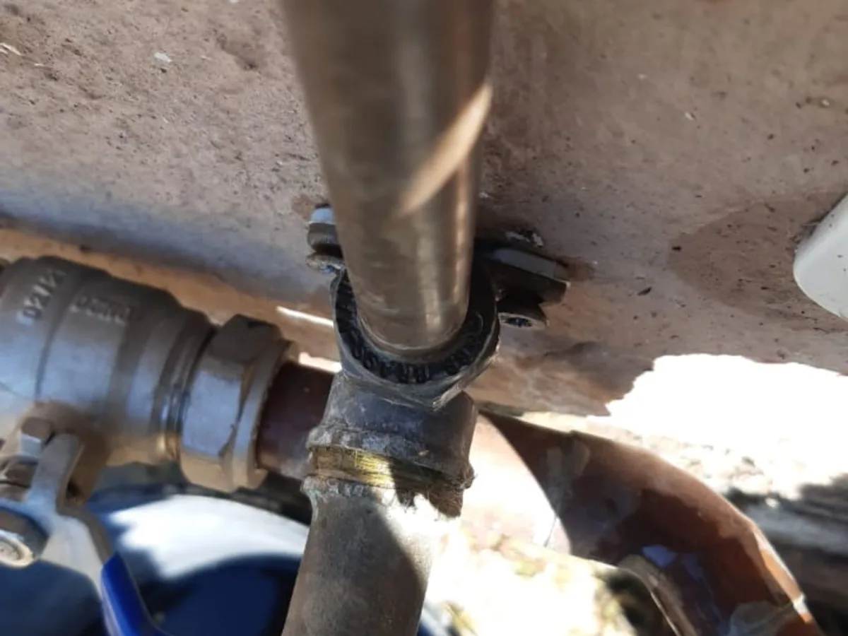 Close-up of completed plumbing repair work