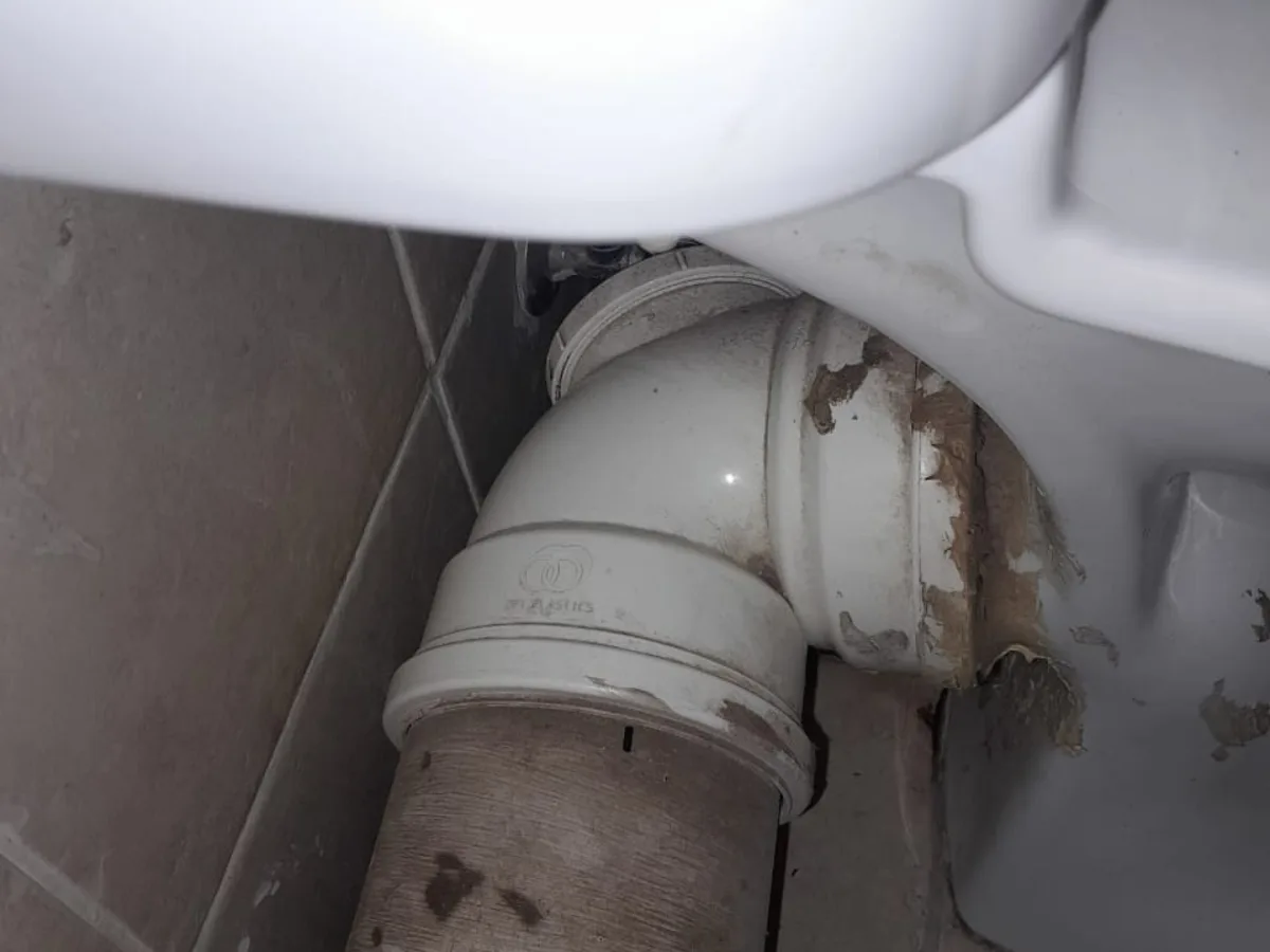 Close-up of completed plumbing repair work