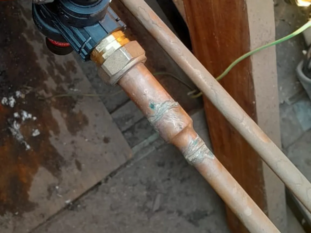Close-up of completed plumbing repair work