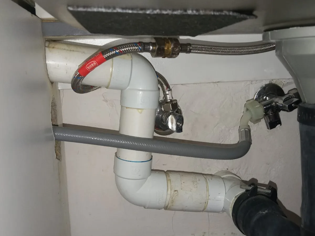 Close-up of completed plumbing repair work
