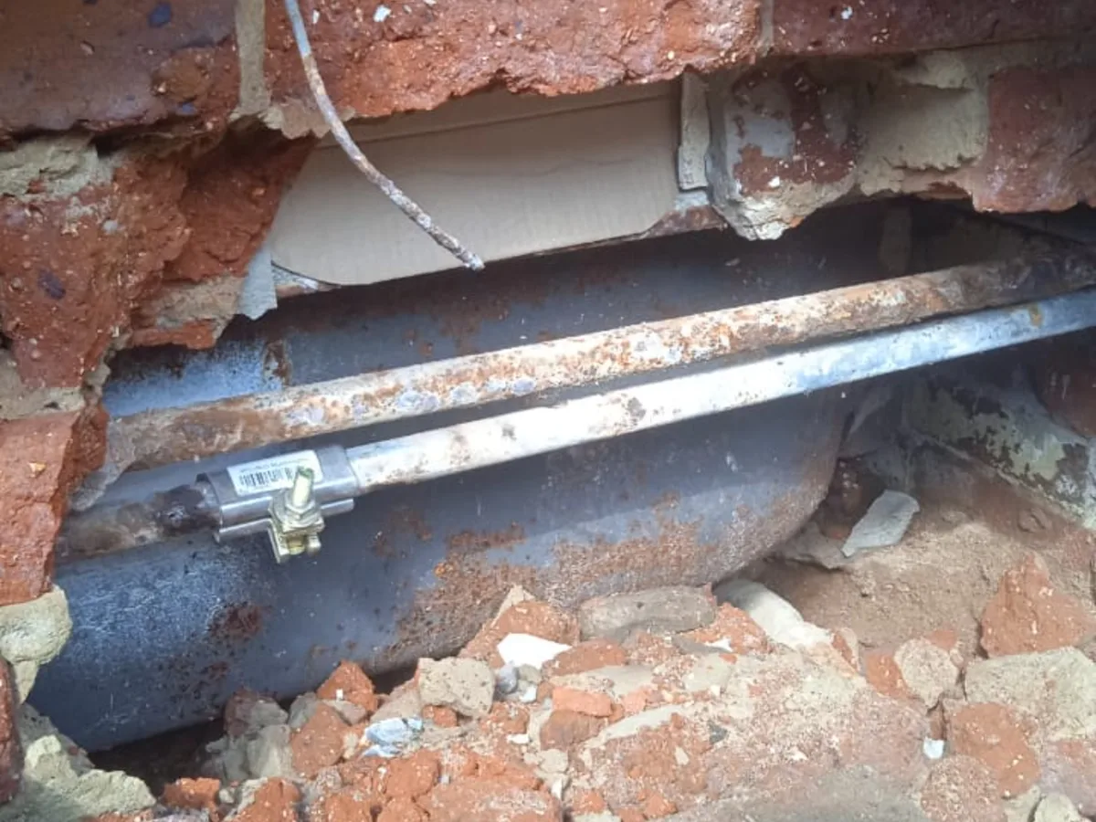 Close-up of completed plumbing repair work