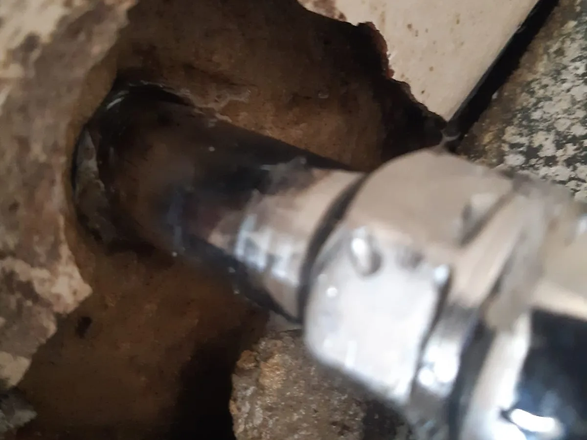 Close-up of completed plumbing repair work