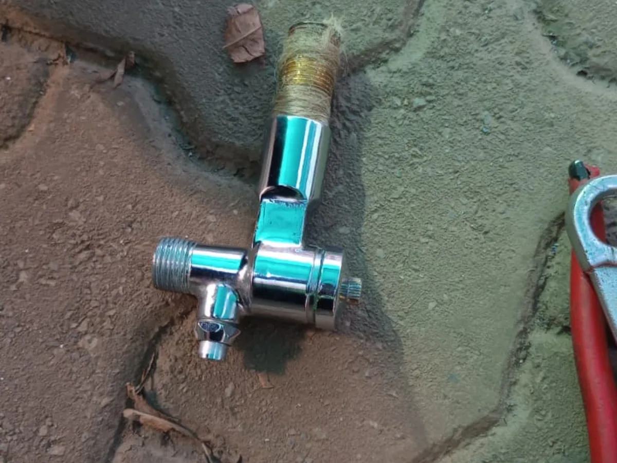 Close-up of completed plumbing repair work