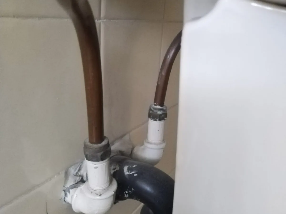 Close-up of completed plumbing repair work