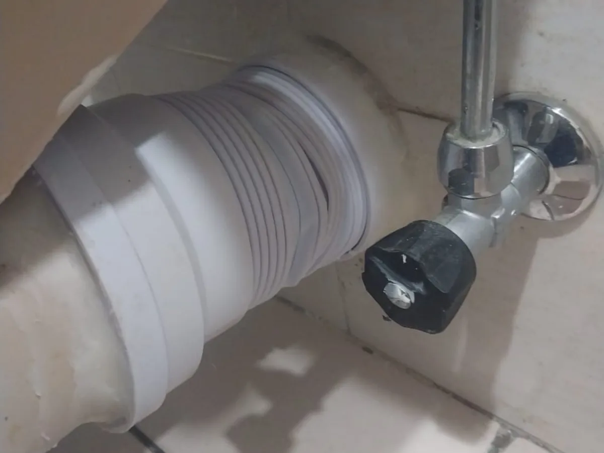 Close-up of completed plumbing repair work