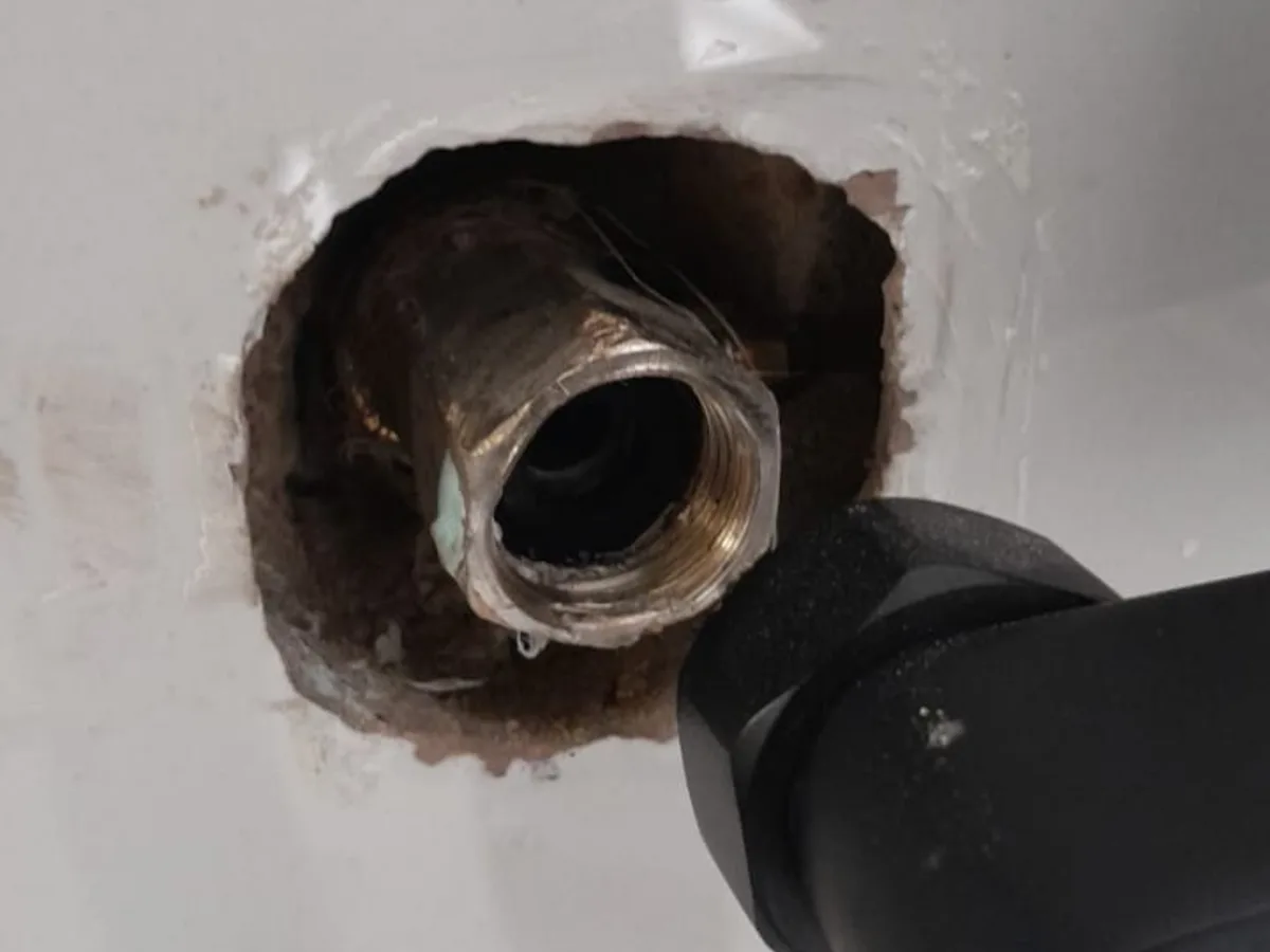 Close-up of completed plumbing repair work
