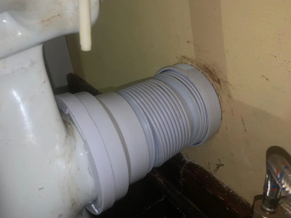 Close-up of completed plumbing repair work