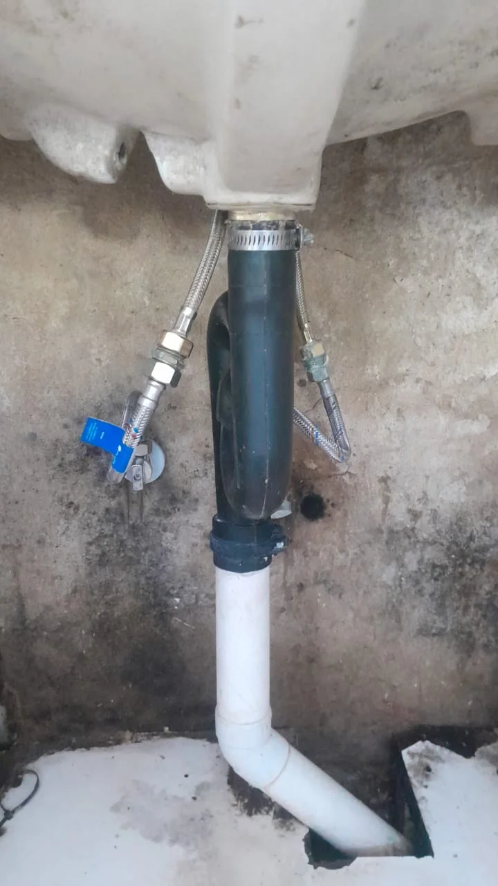Close-up of completed plumbing repair work