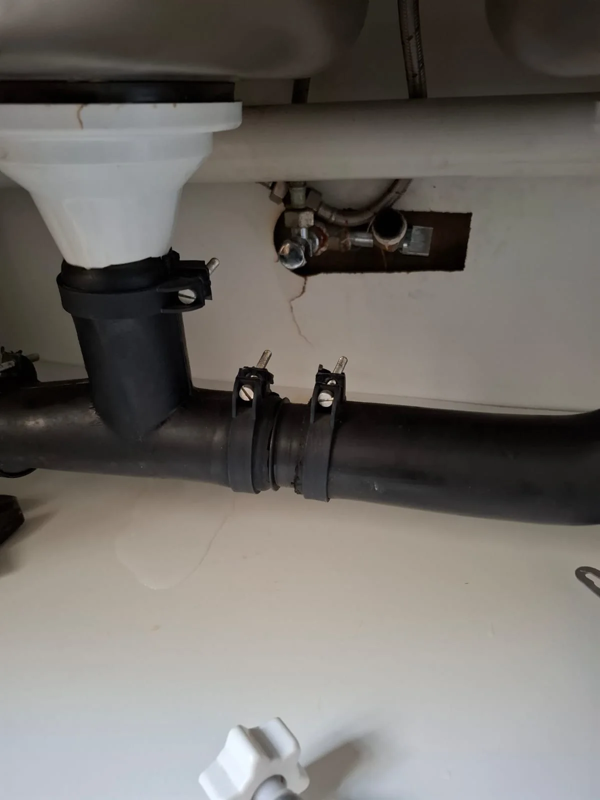 Close-up of completed plumbing repair work