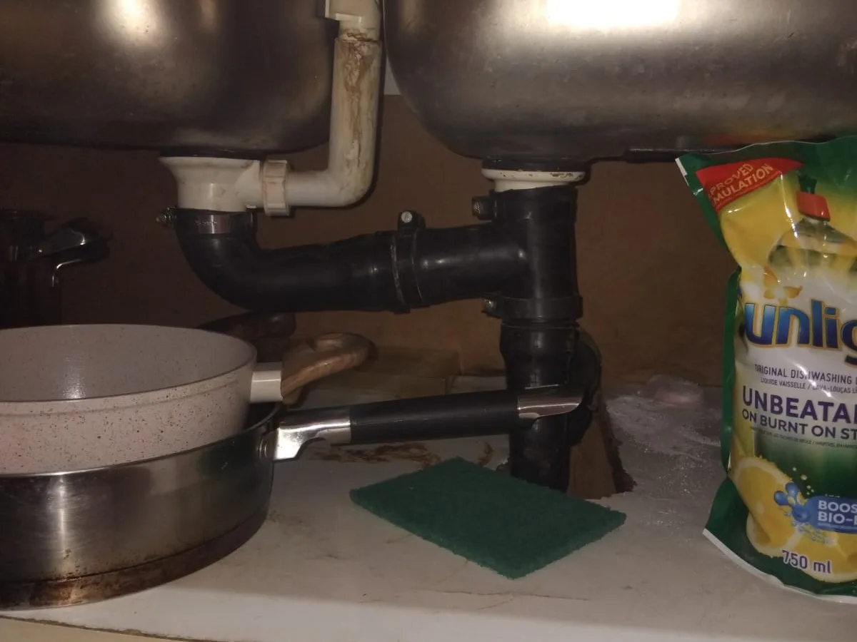 Close-up of completed plumbing repair work