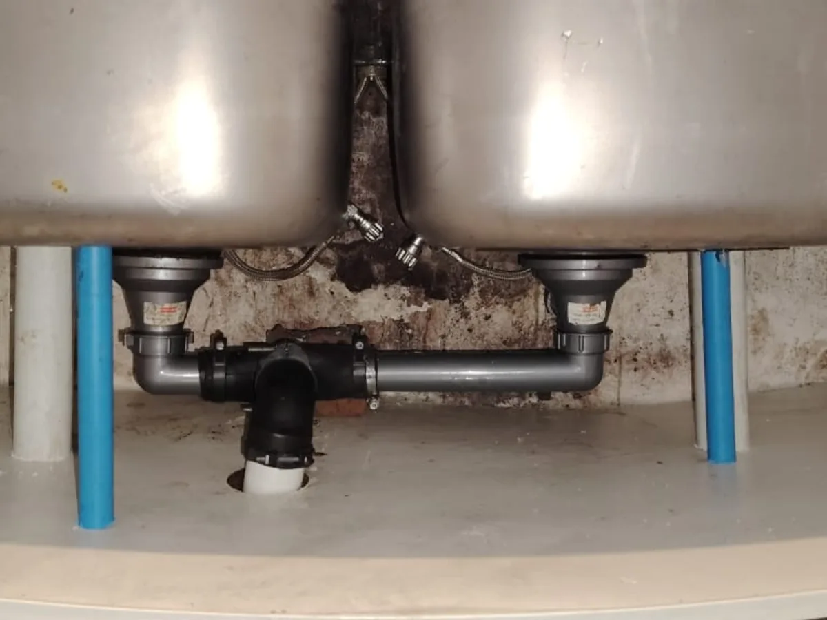 Close-up of completed plumbing repair work