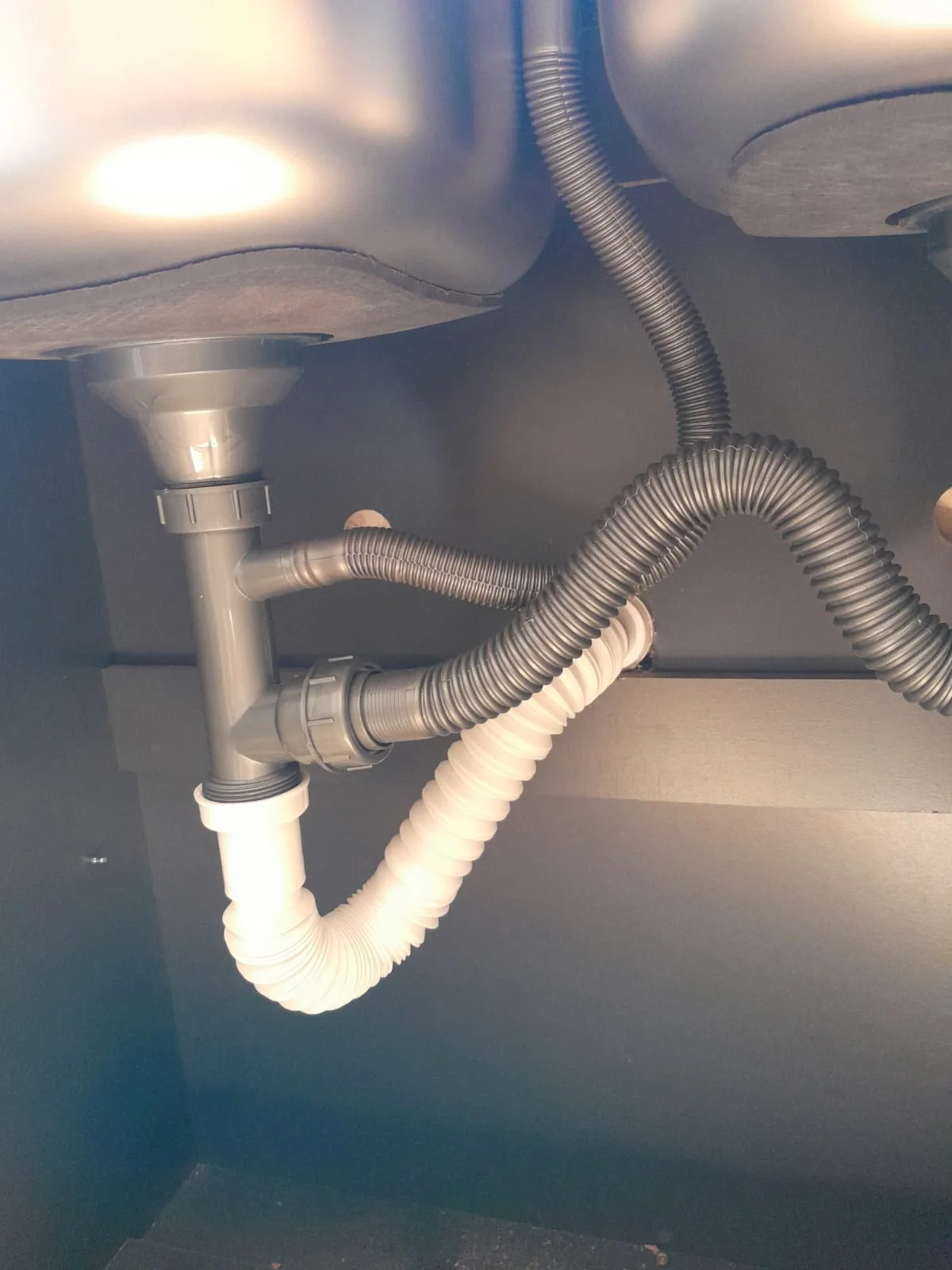 Close-up of completed plumbing repair work
