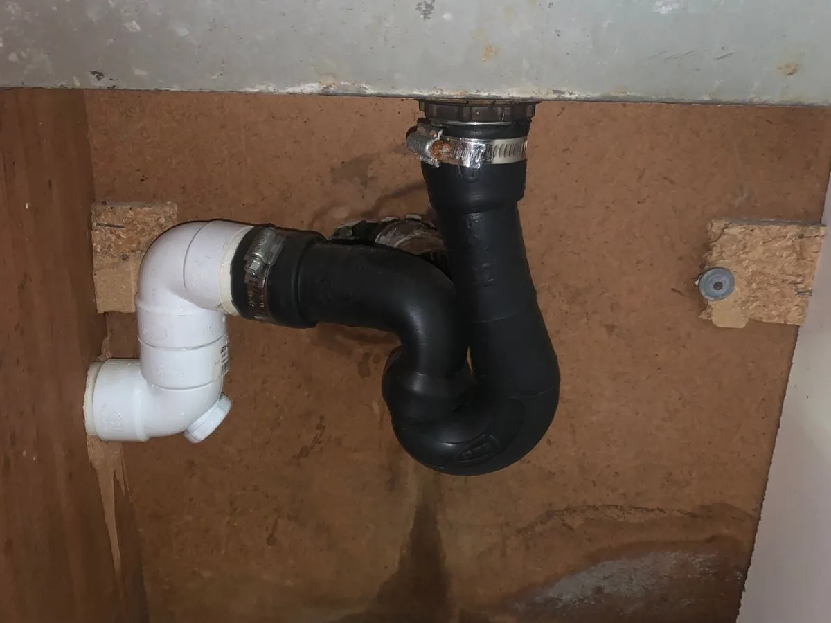 Close-up of completed plumbing repair work