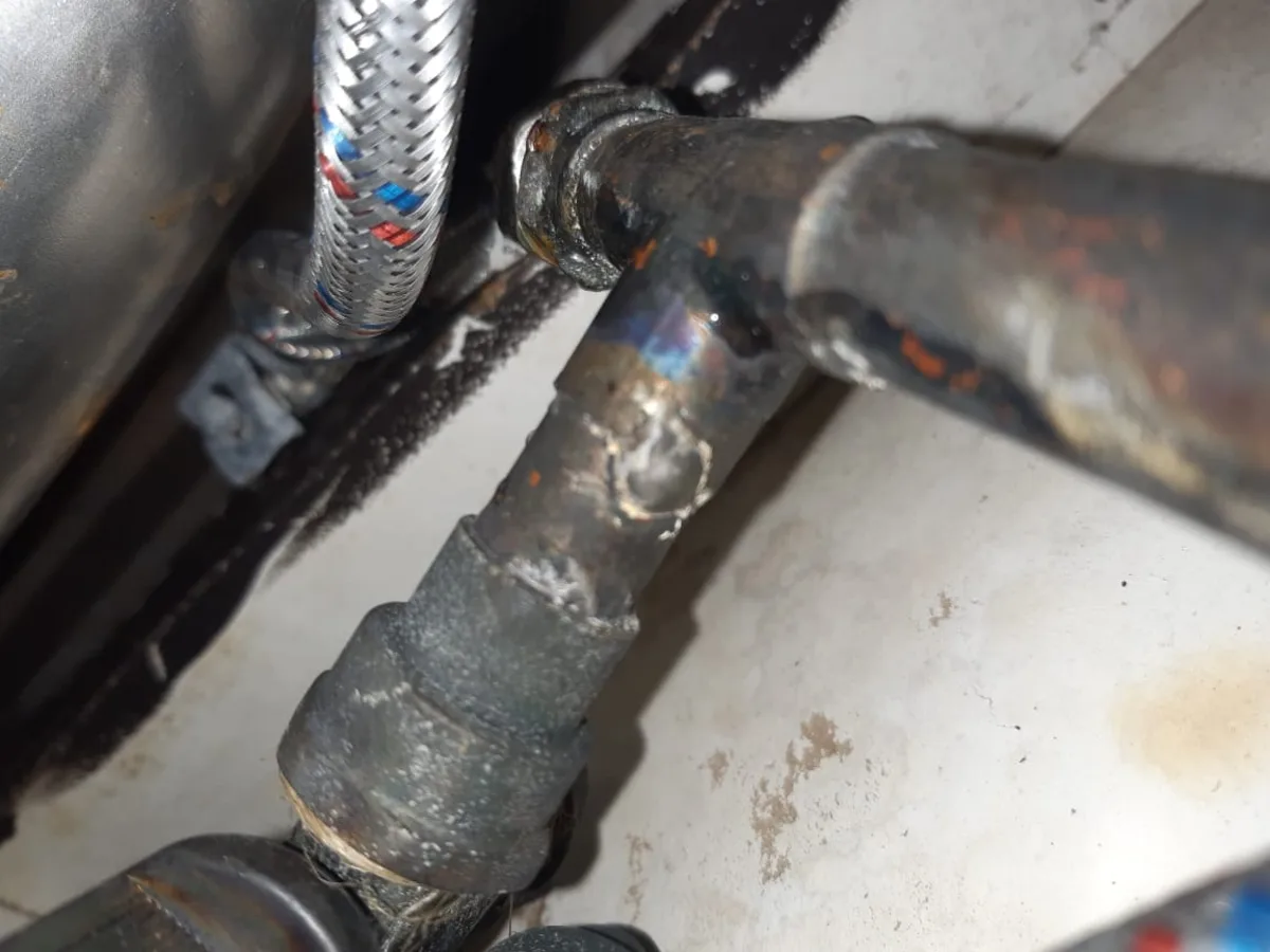 Close-up of completed plumbing repair work