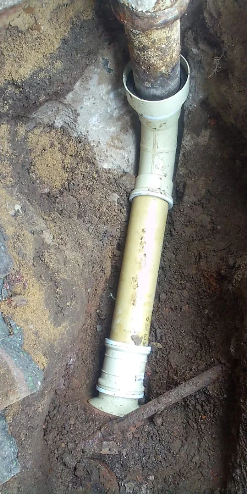Close-up of completed plumbing repair work