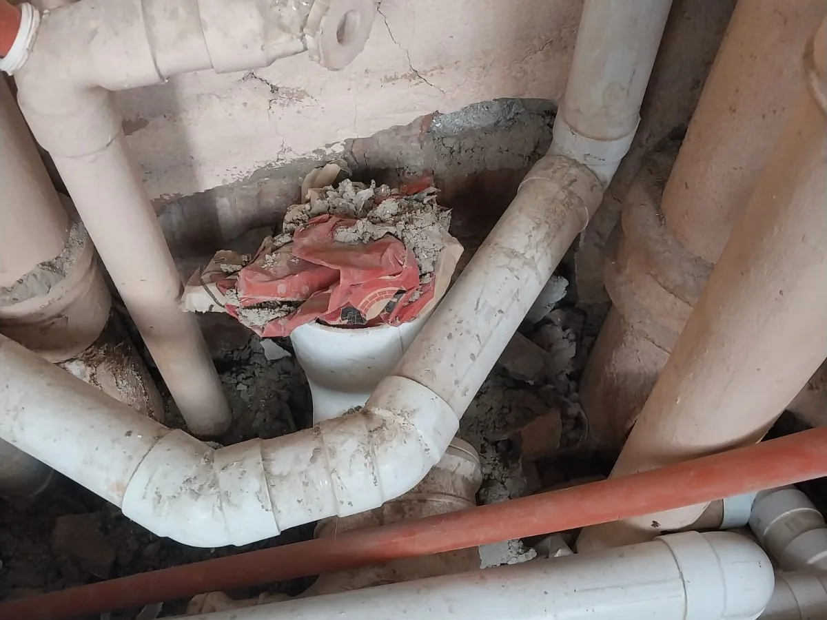 Close-up of completed plumbing repair work