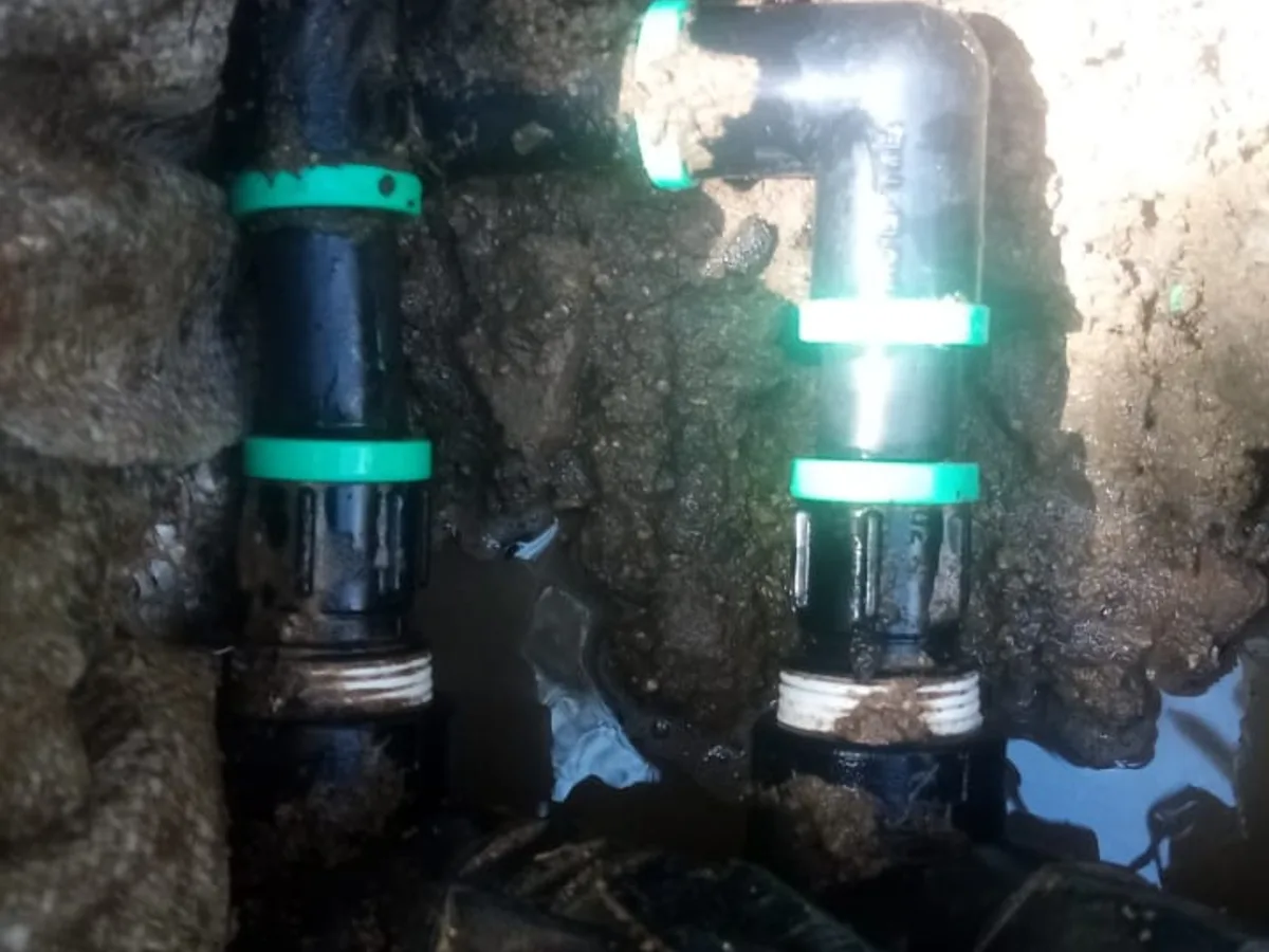 Close-up of completed plumbing repair work
