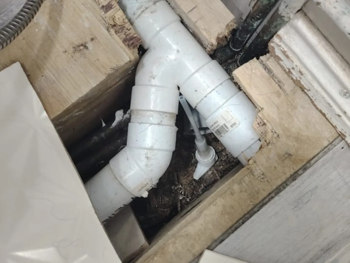 Close-up of completed plumbing repair work