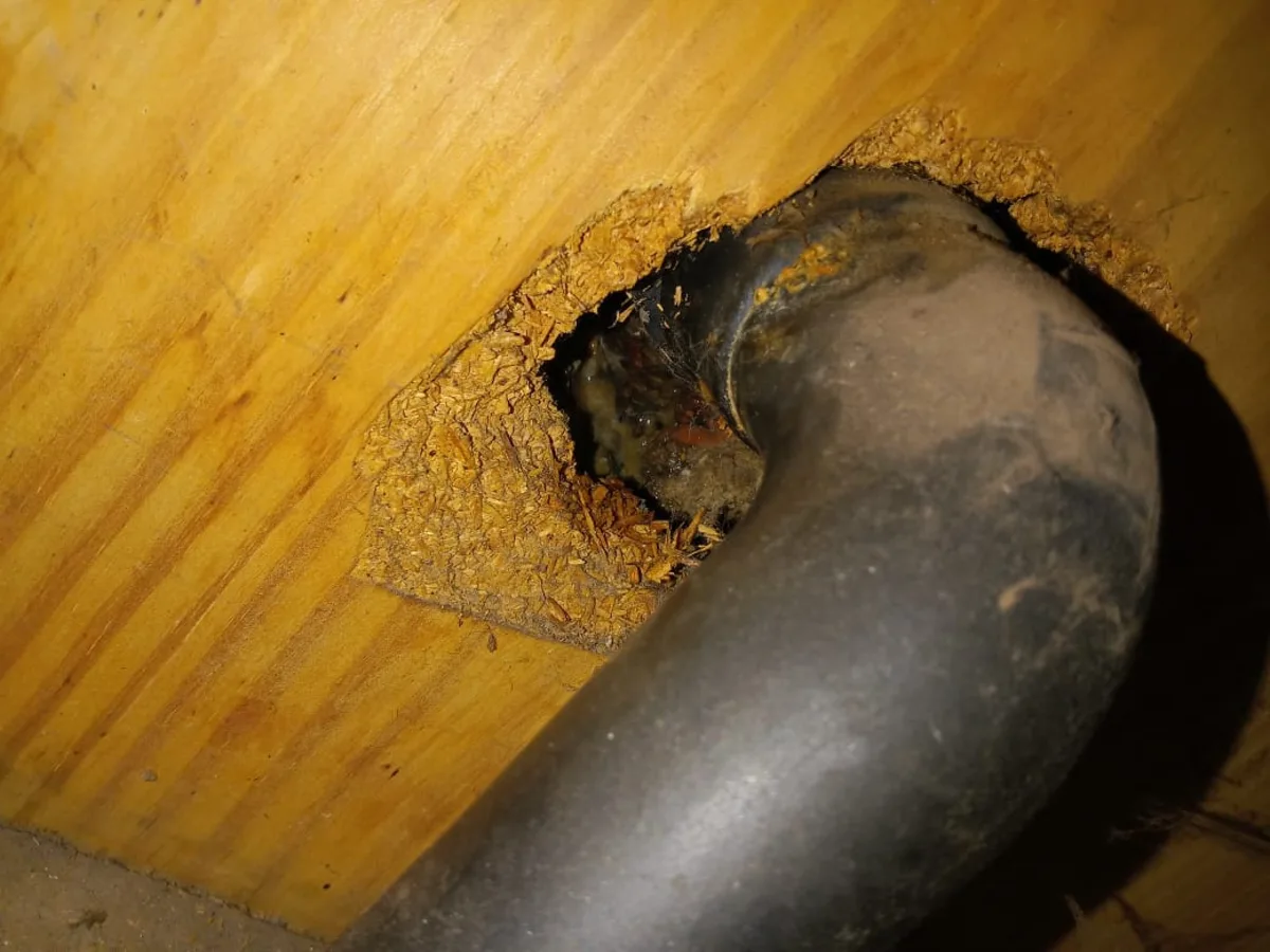 Close-up of completed plumbing repair work