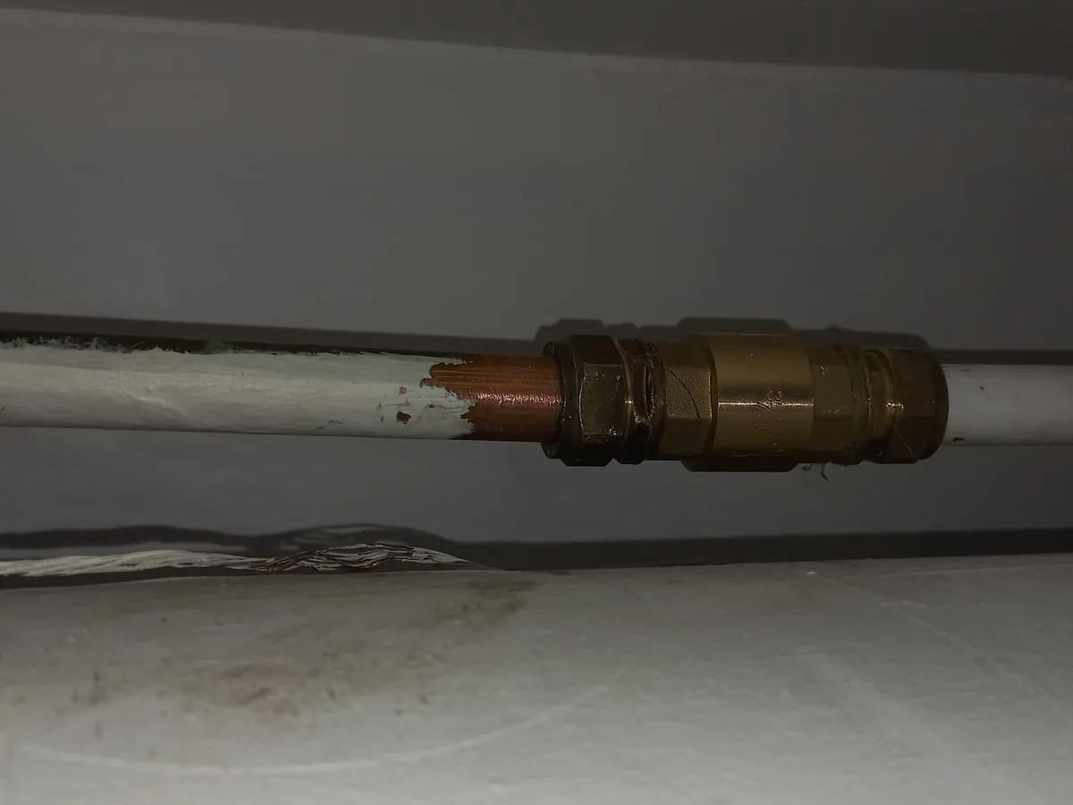 Close-up of completed plumbing repair work