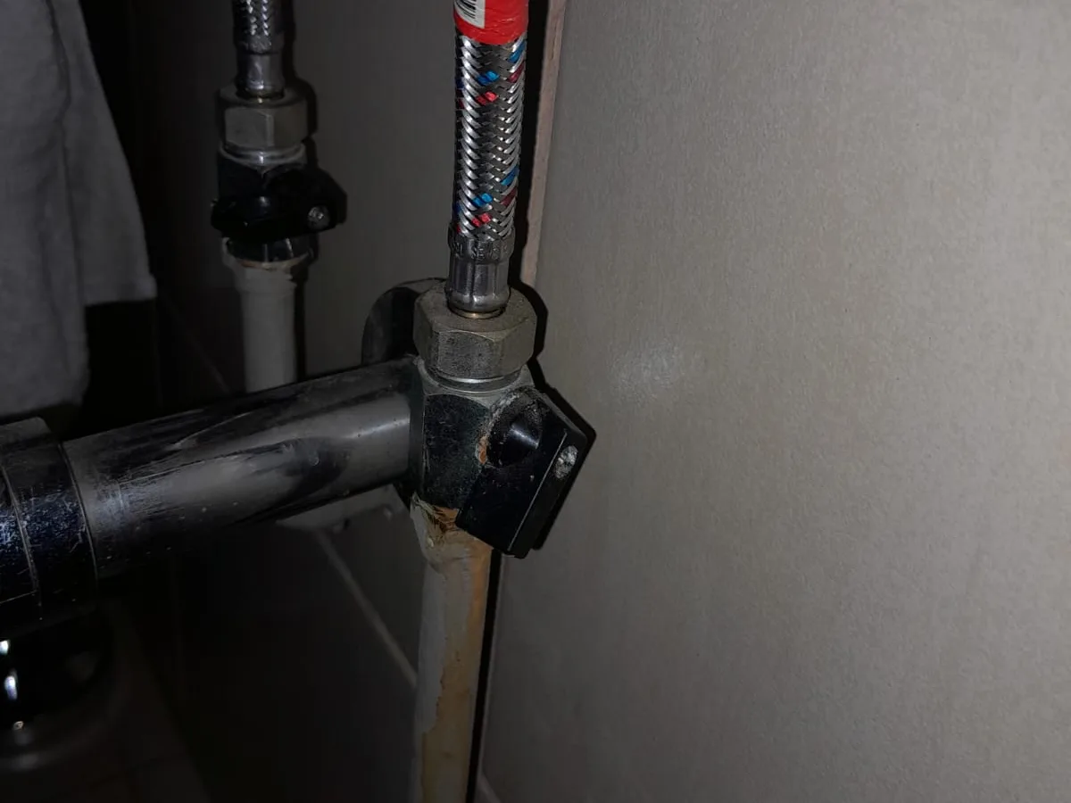 Close-up of completed plumbing repair work